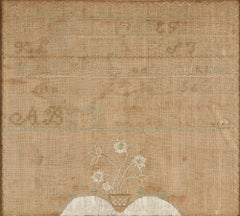 American framed needle work sampler by Seraphina Learned, 1800's