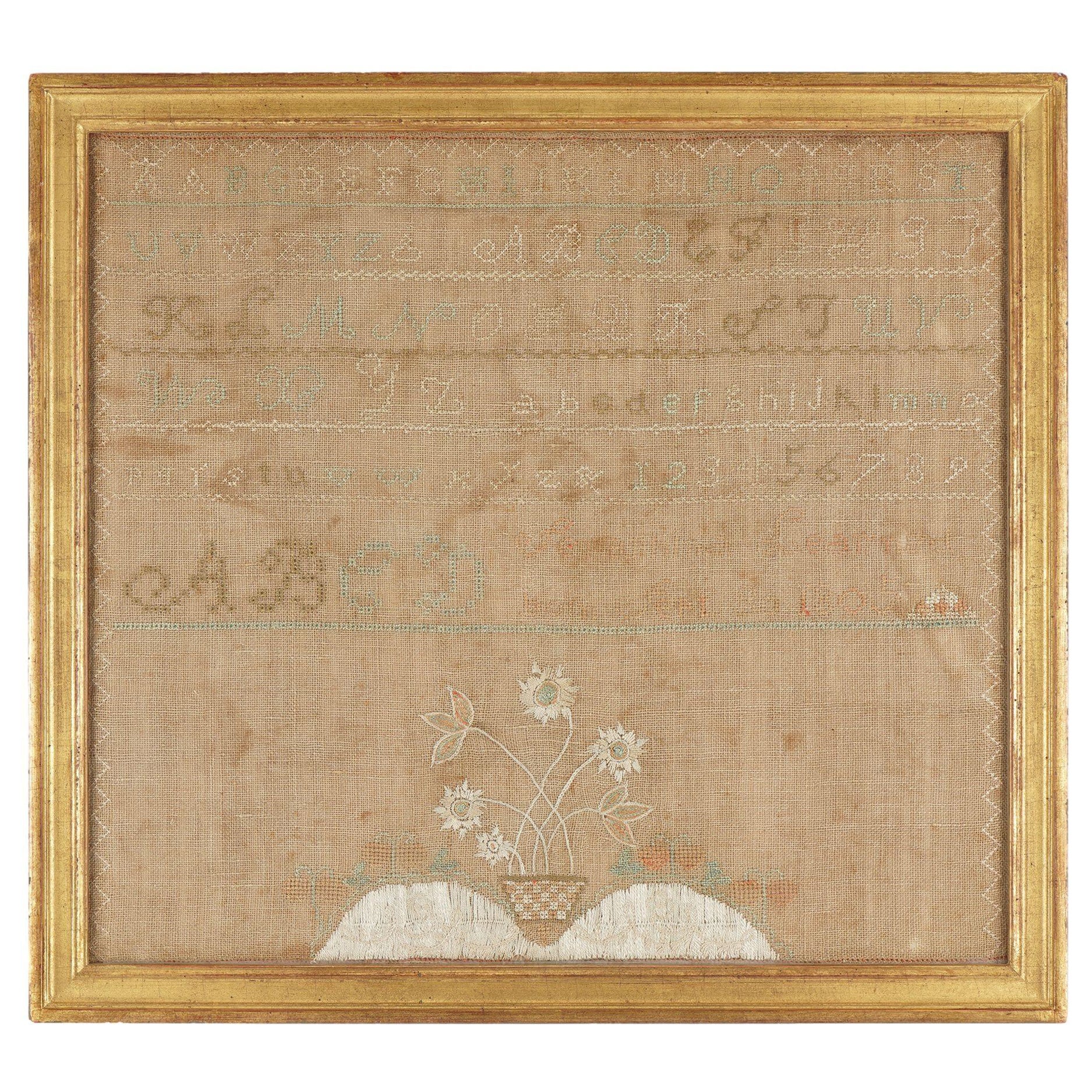 Amerikanische gerahmte Nadelspitzemustermustermuster von Seraphina Learned, 1800er Jahre