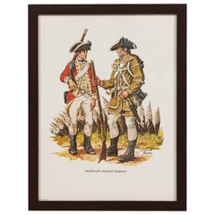 Antique American Framed Print of Two Soldiers Talking