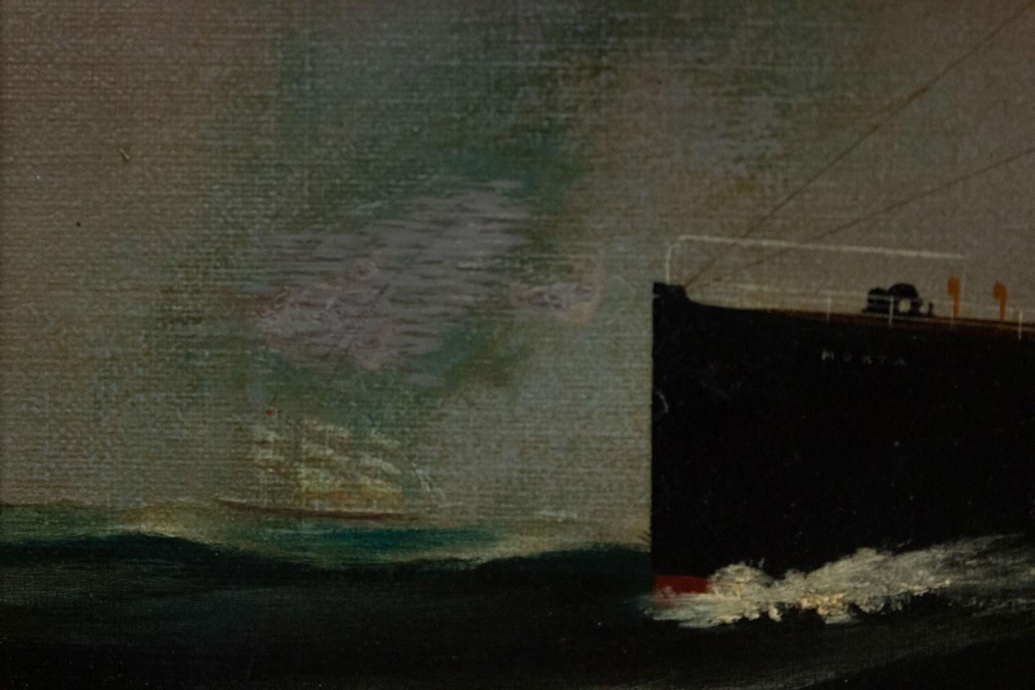 Doré Peinture de paysage marin d'un cargo américain en vente