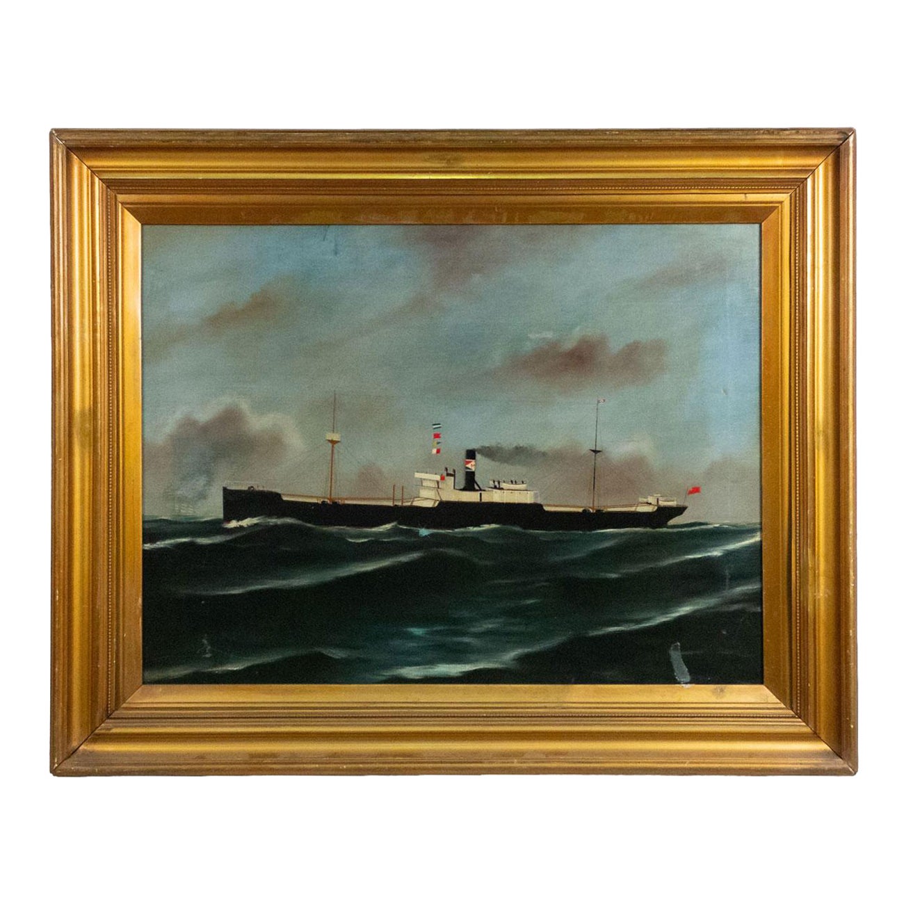 American Freighter Seascape Painting