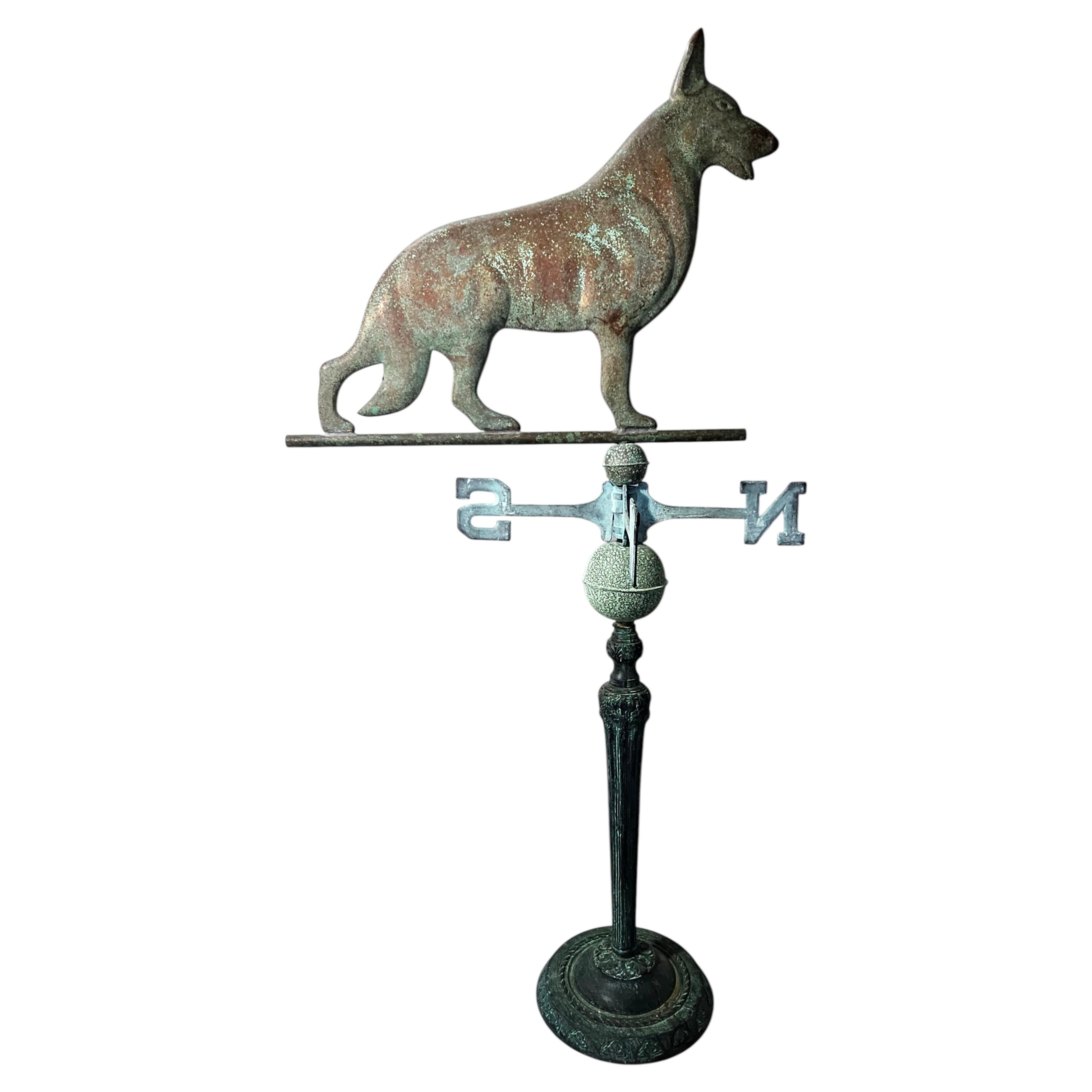 American Full Bodied German Shepherd Directional Weathervane For Sale