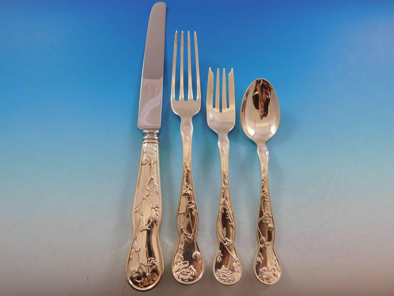 American Garden by Tiffany & Co. Sterling Silver Flatware Set Service 30 Pcs Dn In Excellent Condition In Big Bend, WI