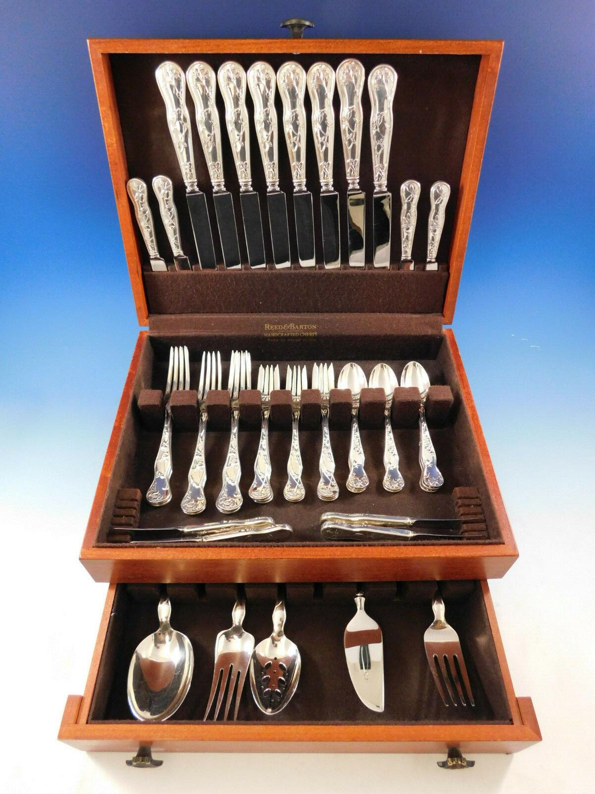 Dinner size American Garden by Tiffany & Co. sterling silver flatware set of 45 pieces. Inspired by the extensive botanical beauty of the United States, each utensil features a different flower. This set includes:

8 dinner knives, 10 1/4