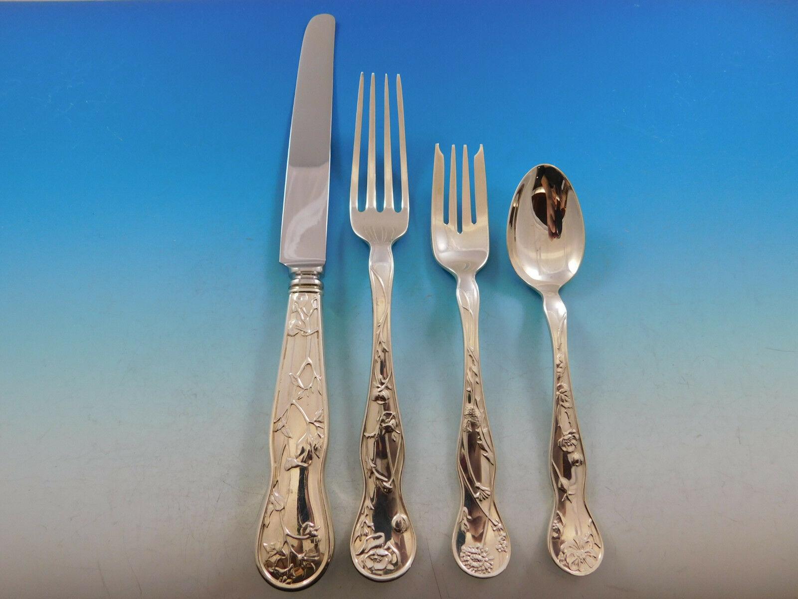 American Garden by Tiffany & Co. Sterling Silver Flatware Set Service 45 Pieces In Excellent Condition In Big Bend, WI