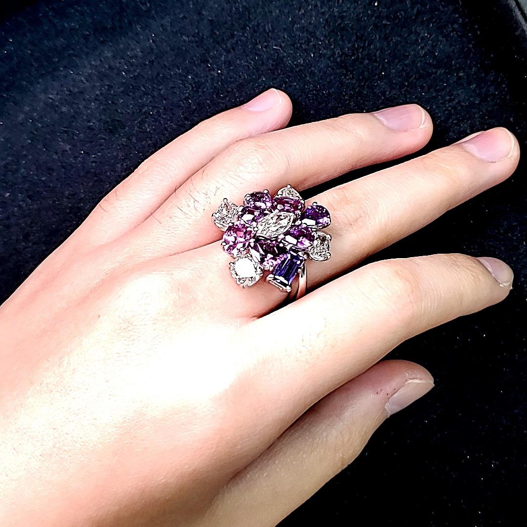 Women's GIA Certified No Heat Pink/Purple Sapphire Diamond Engagement Ring For Sale