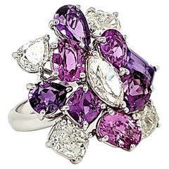 Bague de fiançailles avec saphir rose/violet certifié GIA sans chaleur