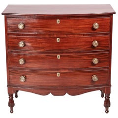 American Georgian Antique Mahogany Bowfront Chest of Drawers