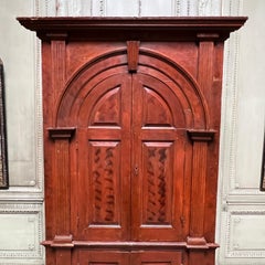 American Georgian Corner Cupboard with a Red Painted Finish