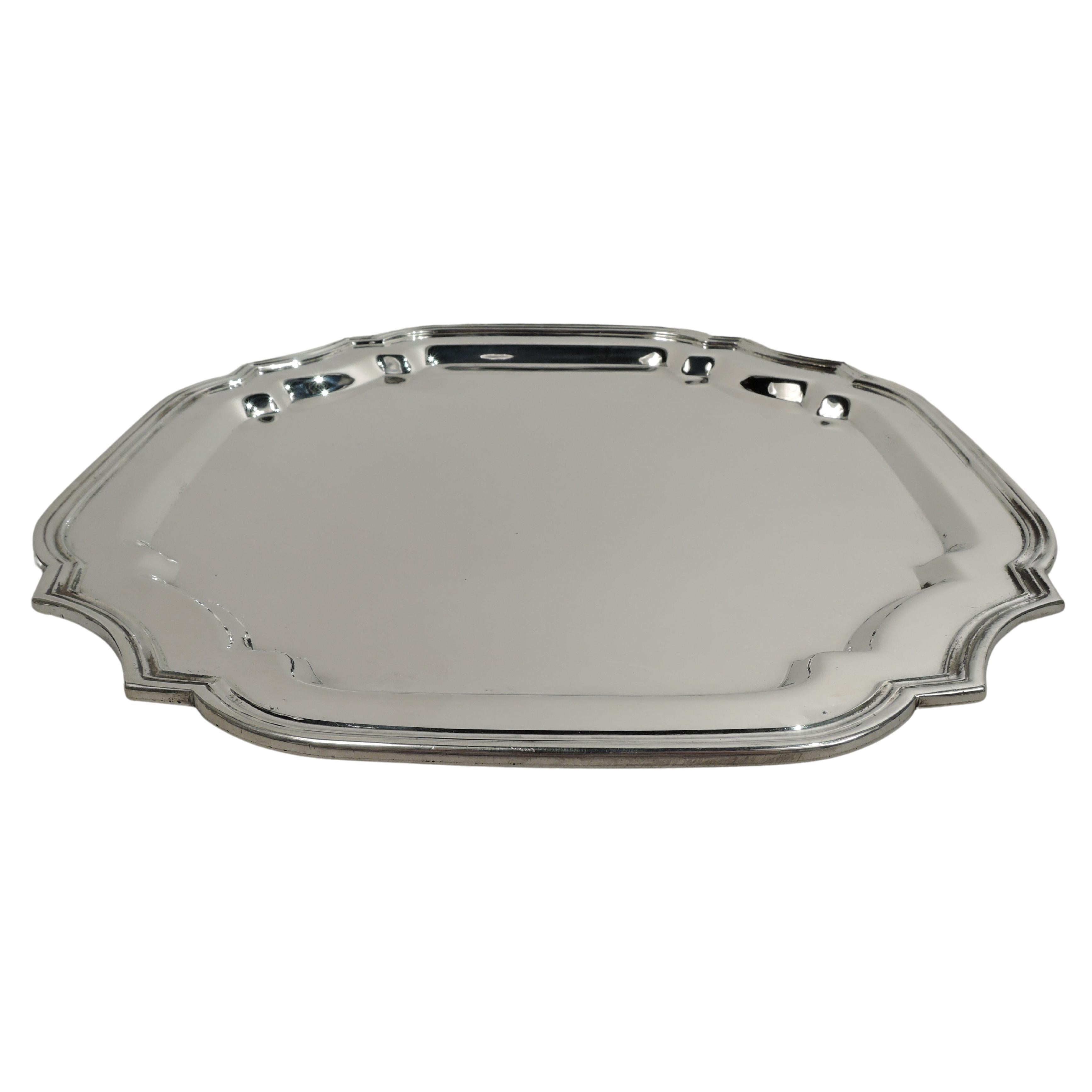 American Georgian-Style Sterling Silver Cartouche Salver Tray