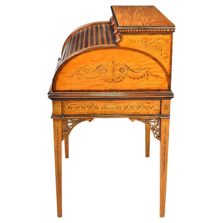 American Gilded Age Hepplewhite-Style Writing Desk in Satinwood w/ Marquetry For Sale 10