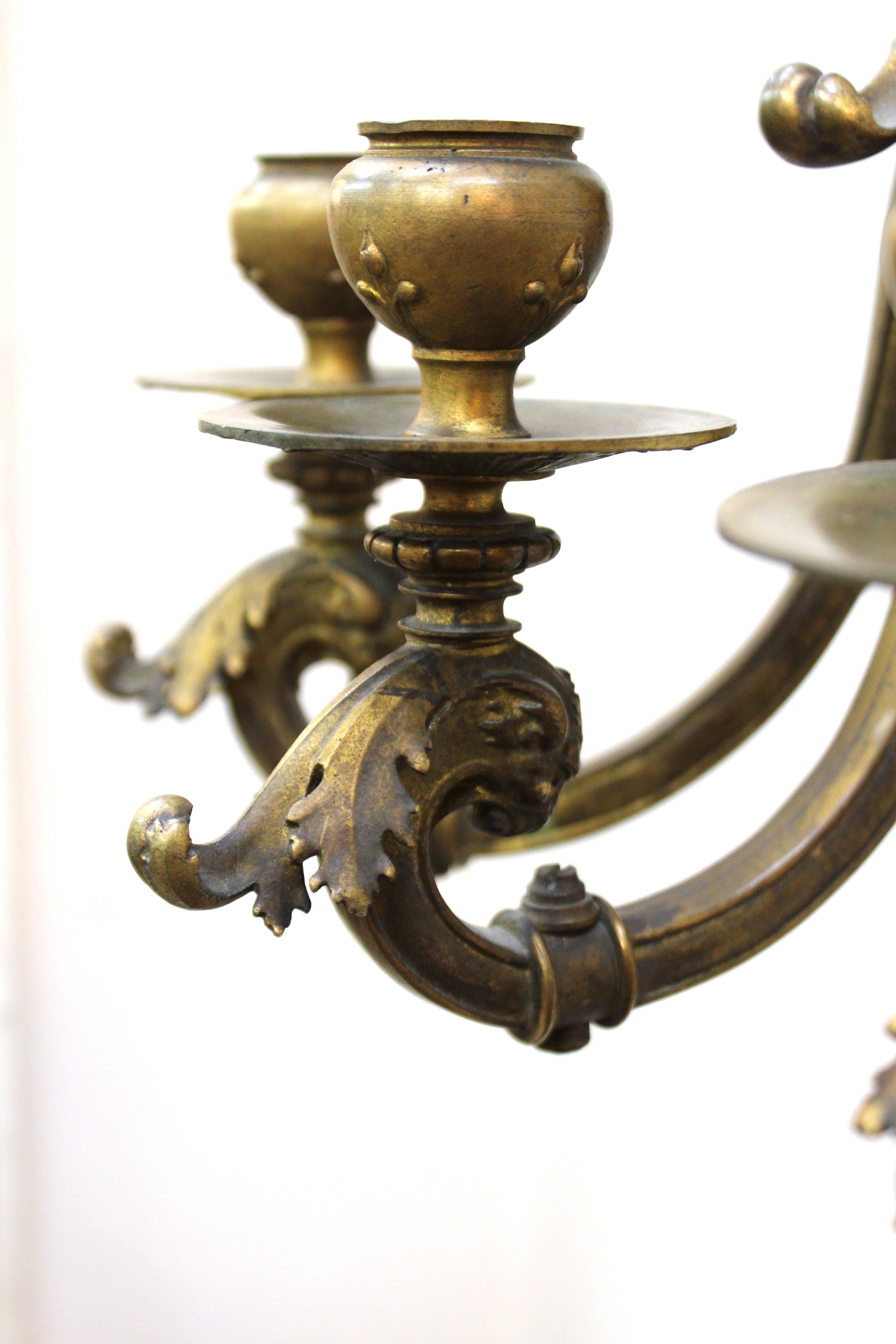 American Gilded Age Neoclassical Style Candelabra Sconces in Gilt Bronze 6