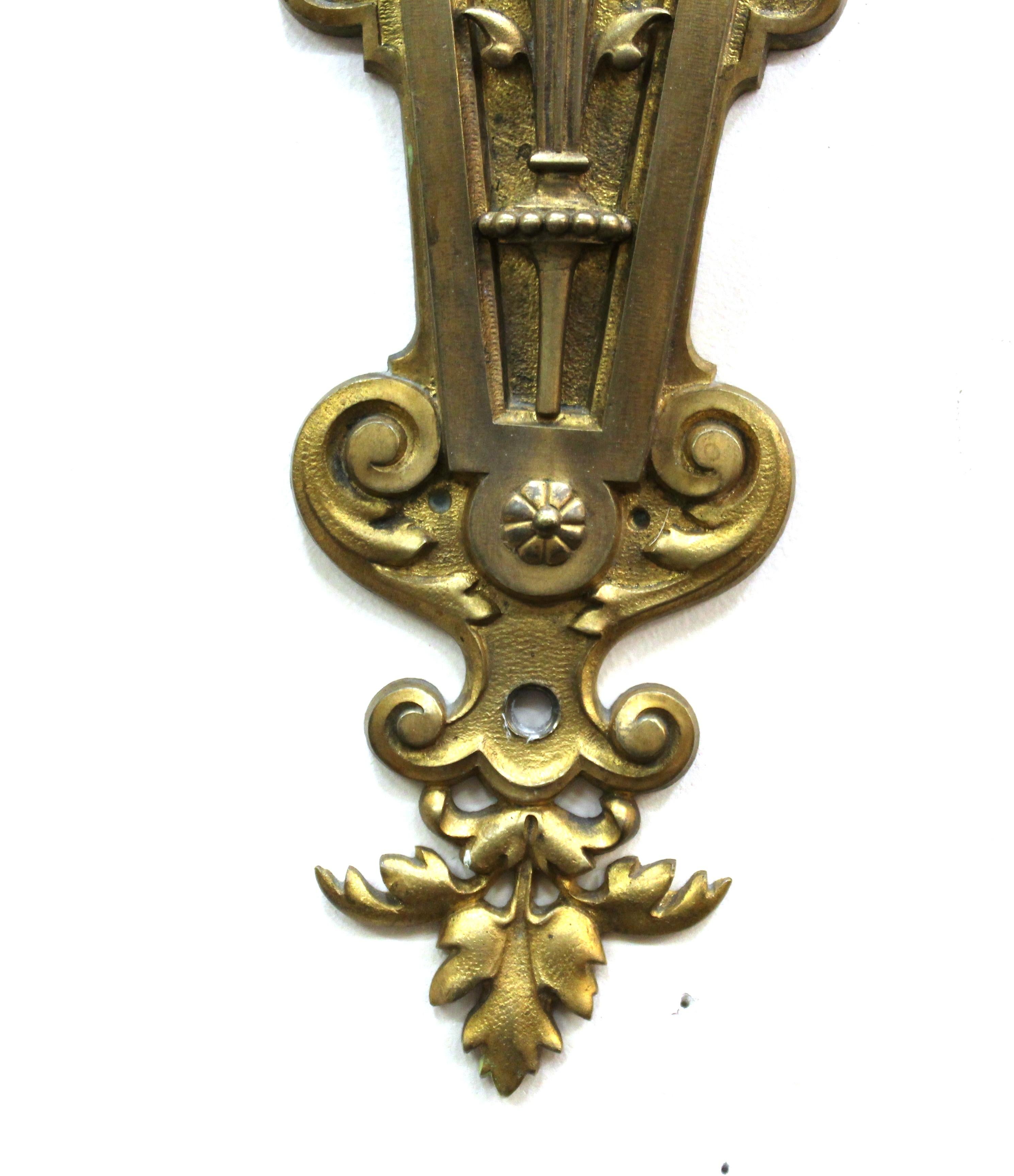 American Gilded Age Neoclassical Style Candelabra Sconces in Gilt Bronze 4