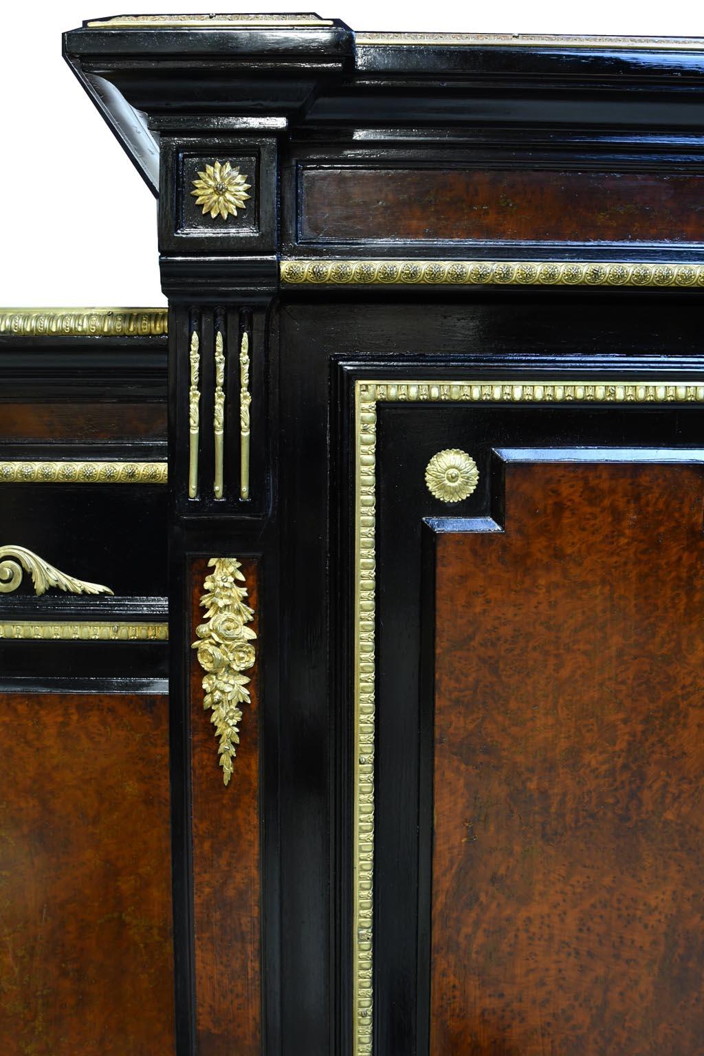 American Gilded Age NY Ebonized Credenza with Bronze Doré Ormolu Mounts For Sale 7