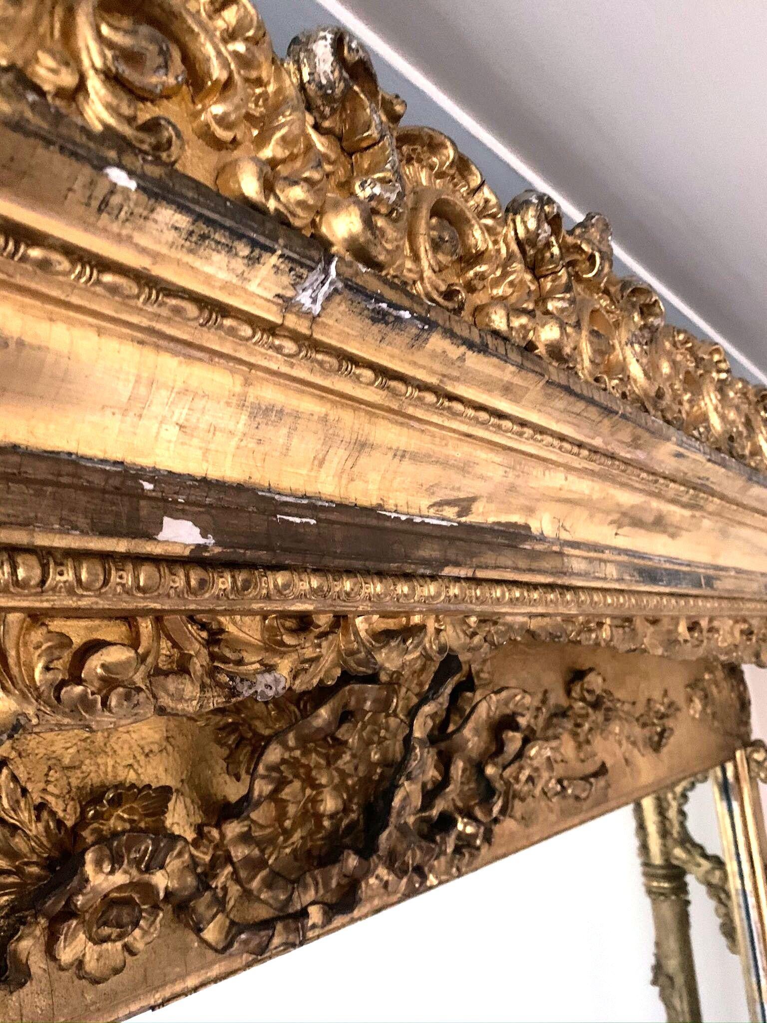 American Gilded Age Pedimented Giltwood Mantel Mirror 6