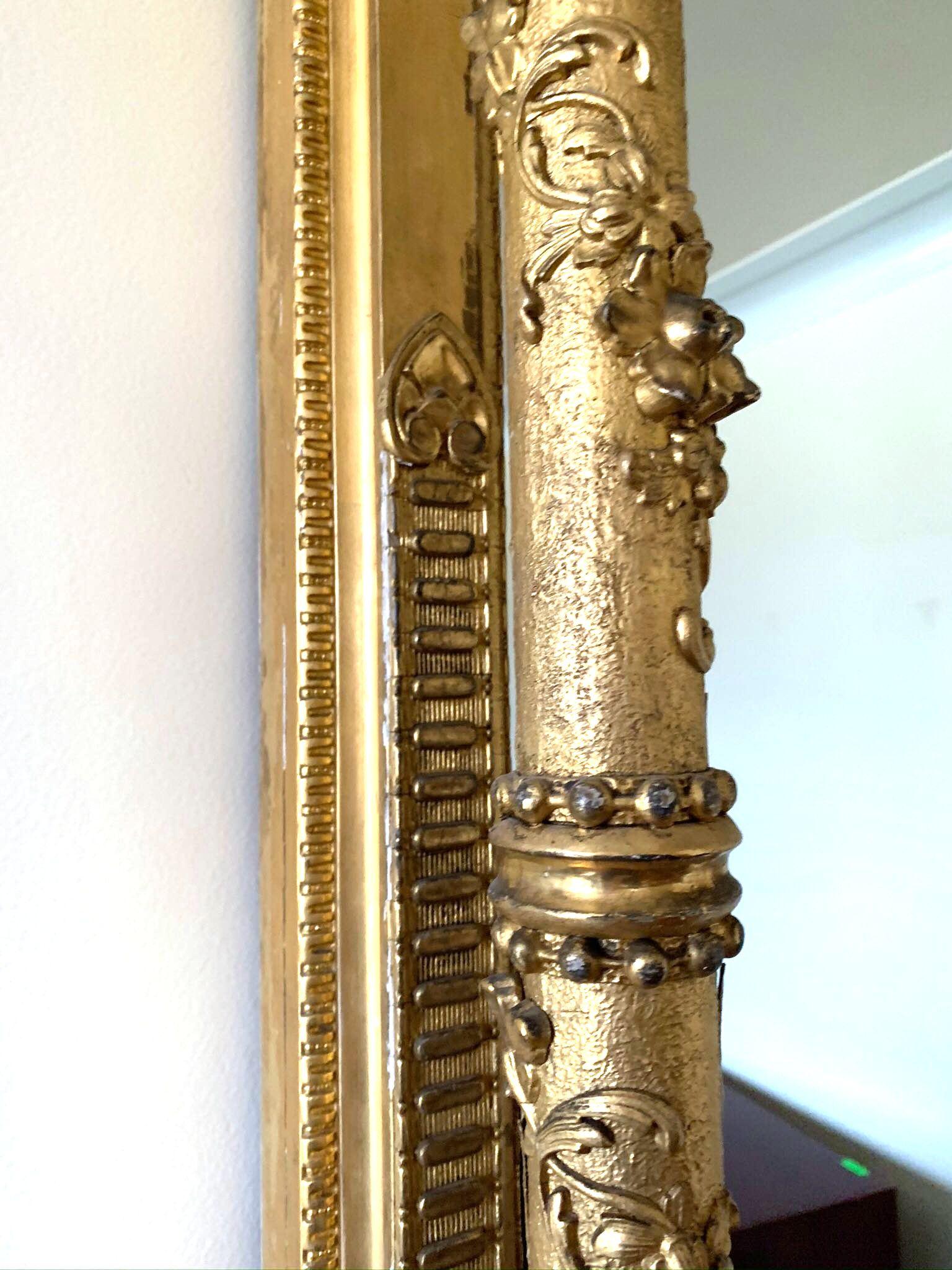 American Gilded Age Pedimented Giltwood Mantel Mirror 2