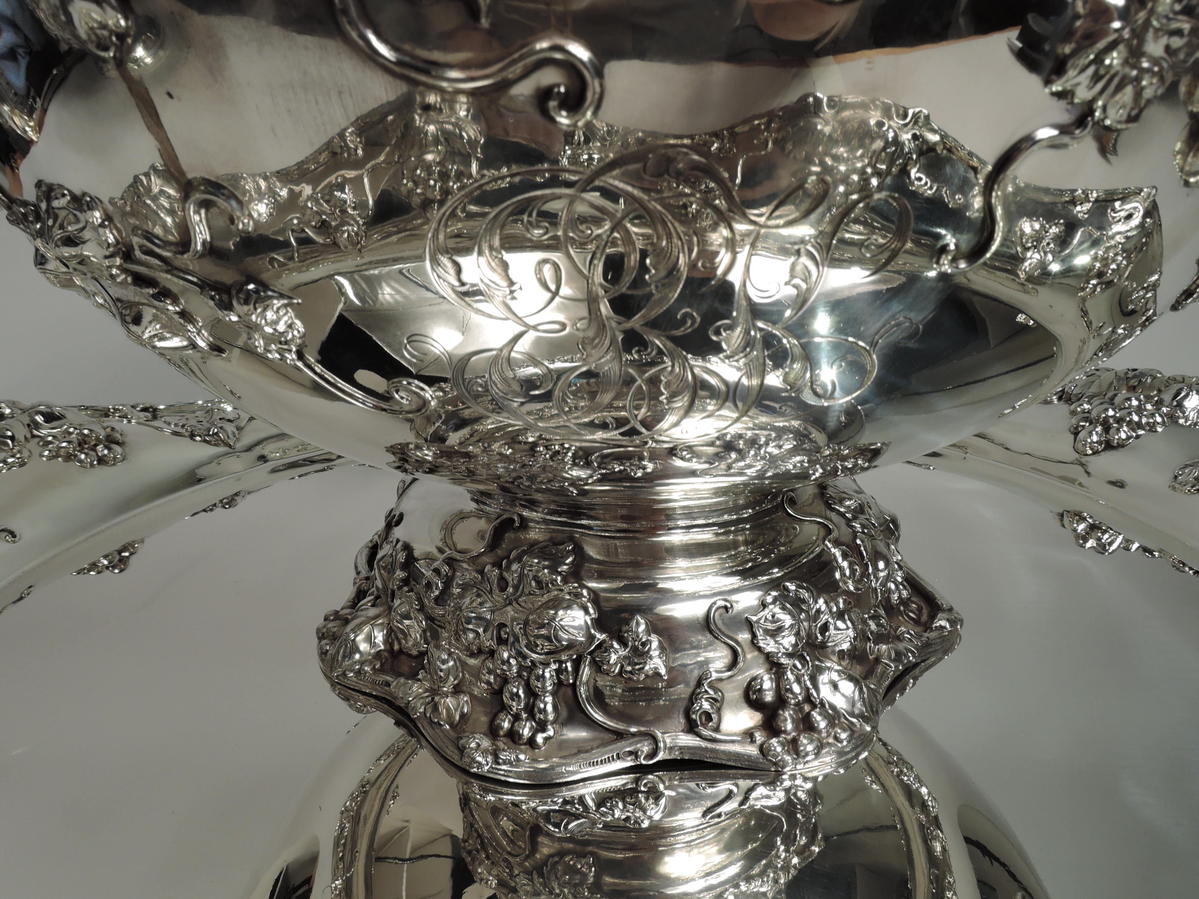 Sterling Silver American Gilded Age Punch Bowl Centerpiece by Frank W Smith
