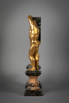 Reloj Figural Americano de Bronce Dorado y Mármol, E. F. A Caldwell, hacia 1900