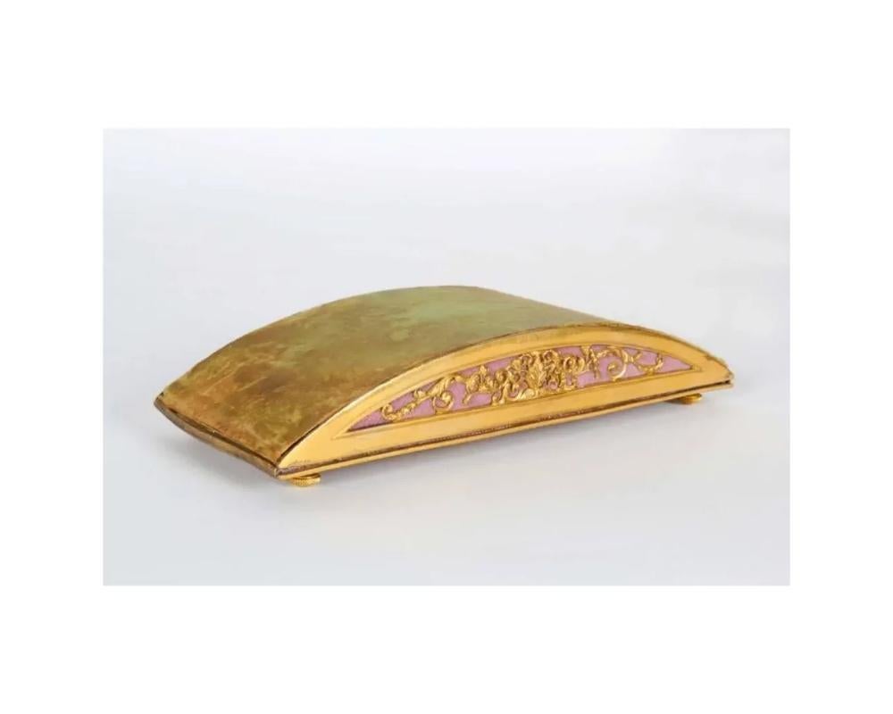 American Gilt Bronze Ormolu-Mounted Pink Velvet Desk Set E. F. Caldwell & Co. For Sale 3