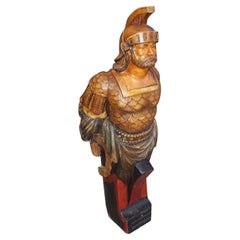 Amerikanische vergoldete, geschnitzte und polychromierte römische Guard-Figurenfigur aus Holz, um 1890