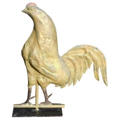 Veleta americana de cobre dorado y hierro fundido con cuerpo de gallo, circa 1880