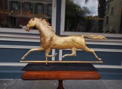 American Gilt Copper Full Bodied Running Horse Weathervane, J. W. Fiske. C. 1870