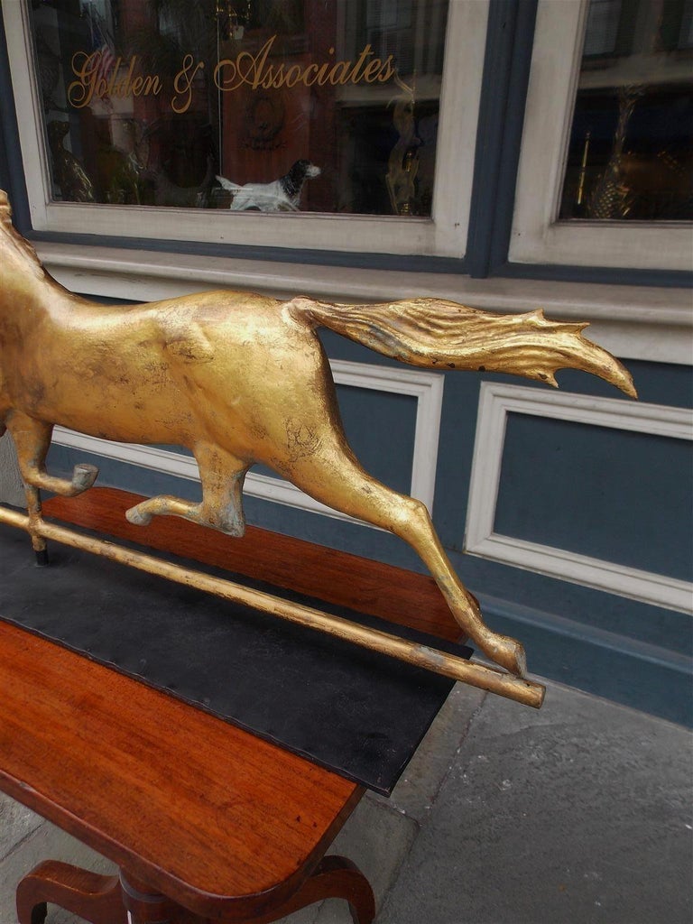 American Gilt Copper Full Bodied Running Horse Weathervane, J. W. Fiske