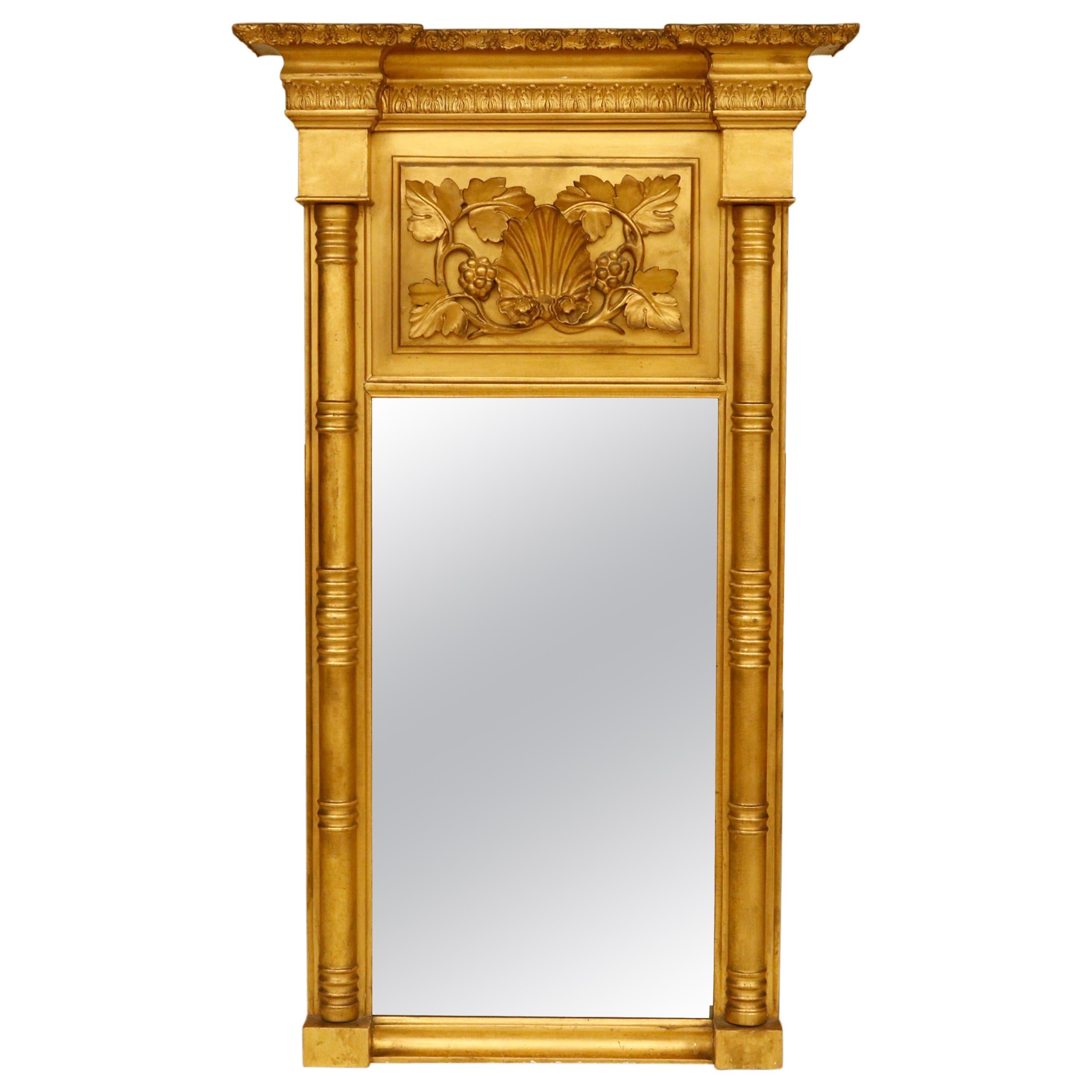 American Gilt Empire Mirror with Cornucopia Carving