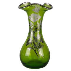 Vintage American Glass Art Nouveau Silvered Vase