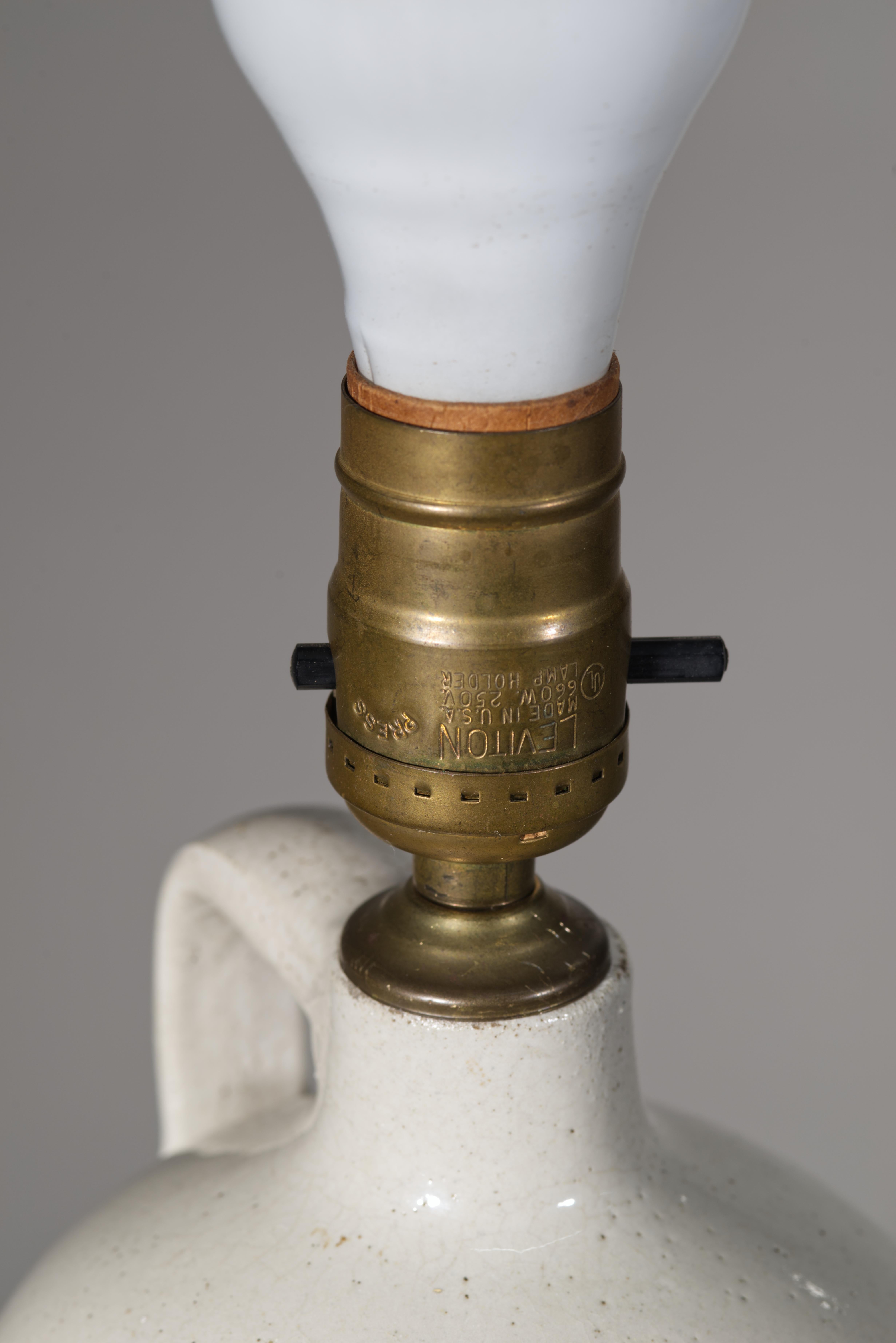 20th Century American Glazed Stoneware Crock Jug Table Lamp For Sale