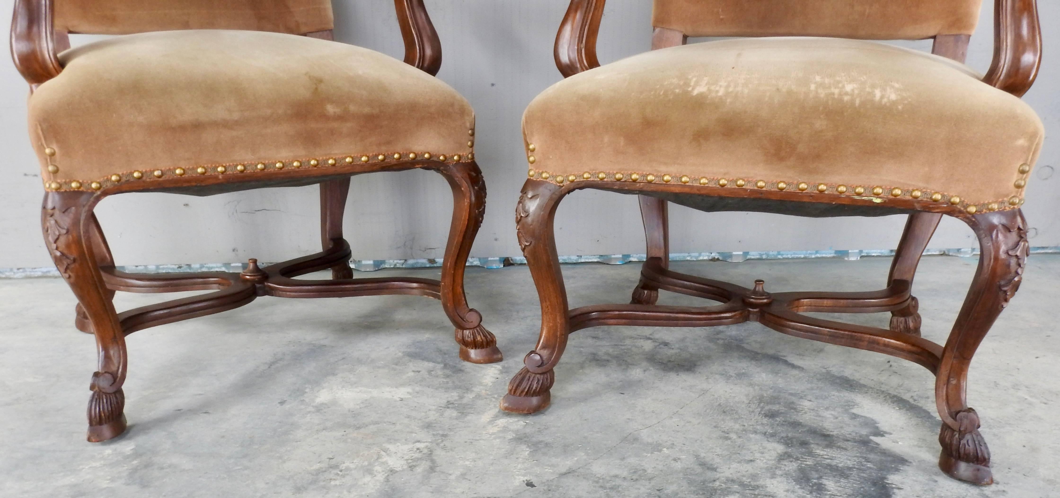 Art Nouveau American Goat Feet Chairs, Pair For Sale