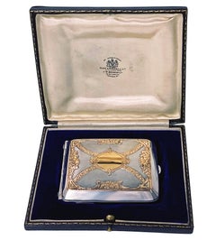 American Gold and Sterling Silver Cigarette Fraternity Box, Watrous, circa 1920