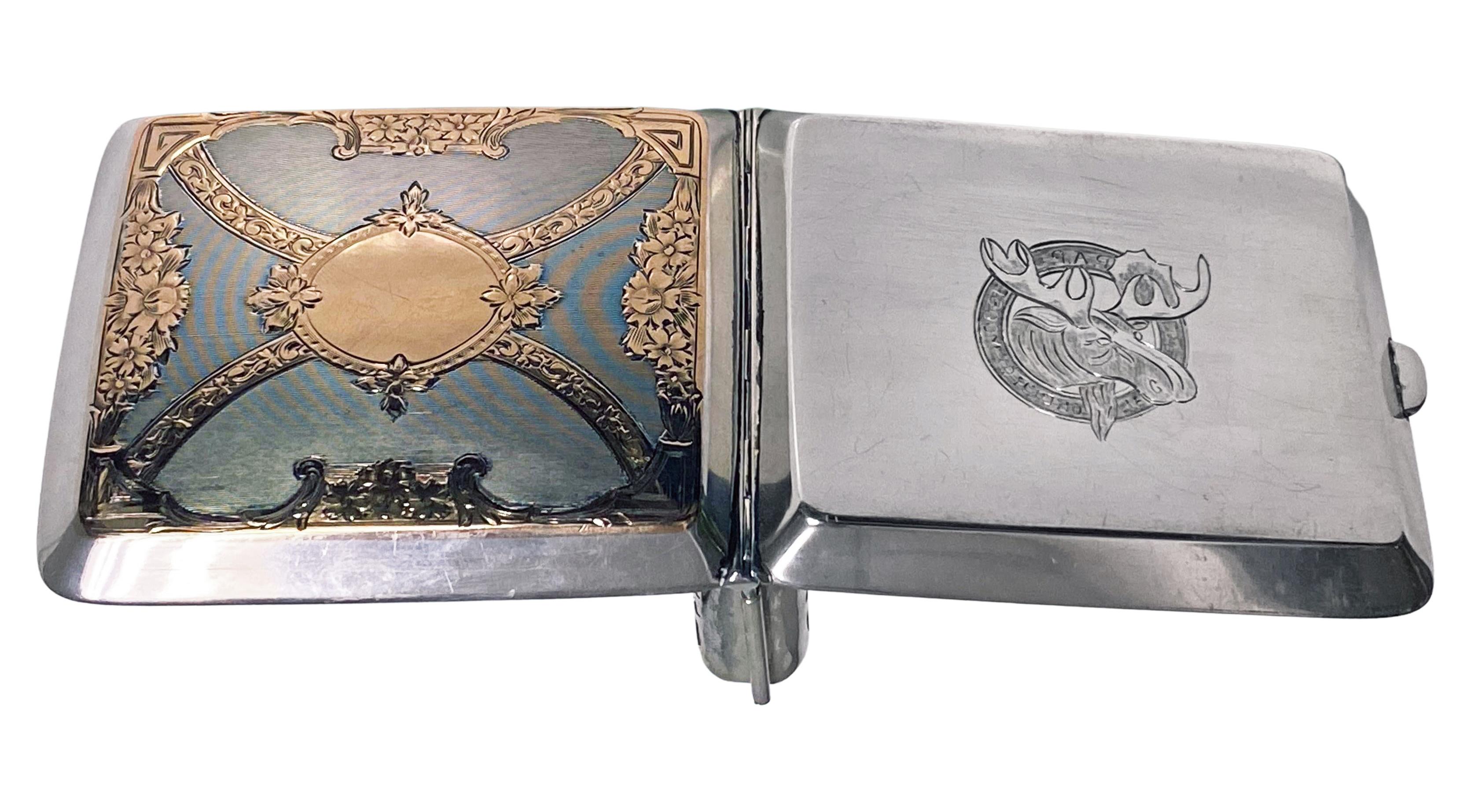 American Gold and Sterling Silver Cigarette Fraternity Box, Watrous, circa 1920 2
