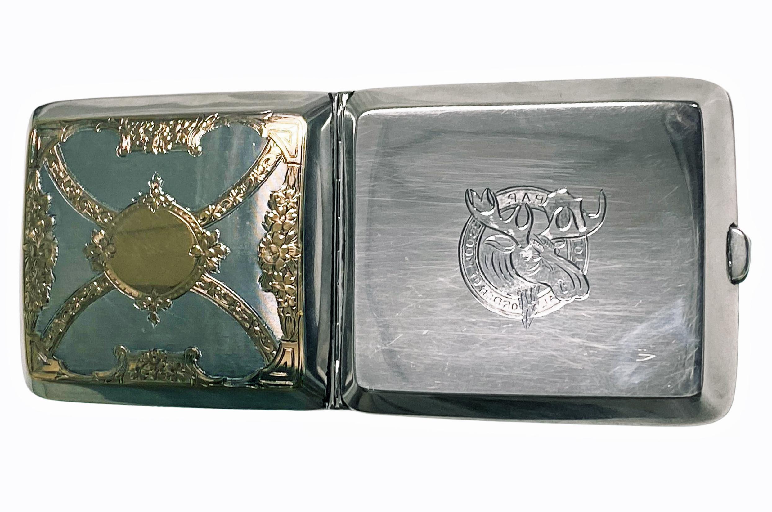 American Gold and Sterling Silver Cigarette Fraternity Box, Watrous, circa 1920 4