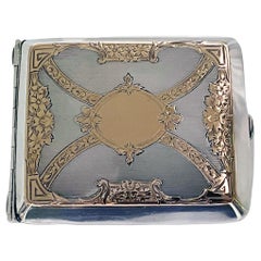 Antique American Gold and Sterling Silver Cigarette Fraternity Box, Watrous, circa 1920