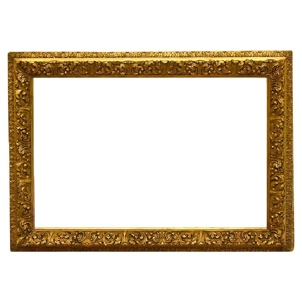 American 18x28 inch Gold Leaf Barbizon Picture Frame circa 1890 For Sale