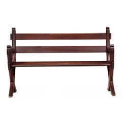 American Gothic Revival Walnut Hall Bench Settle ca. 1890