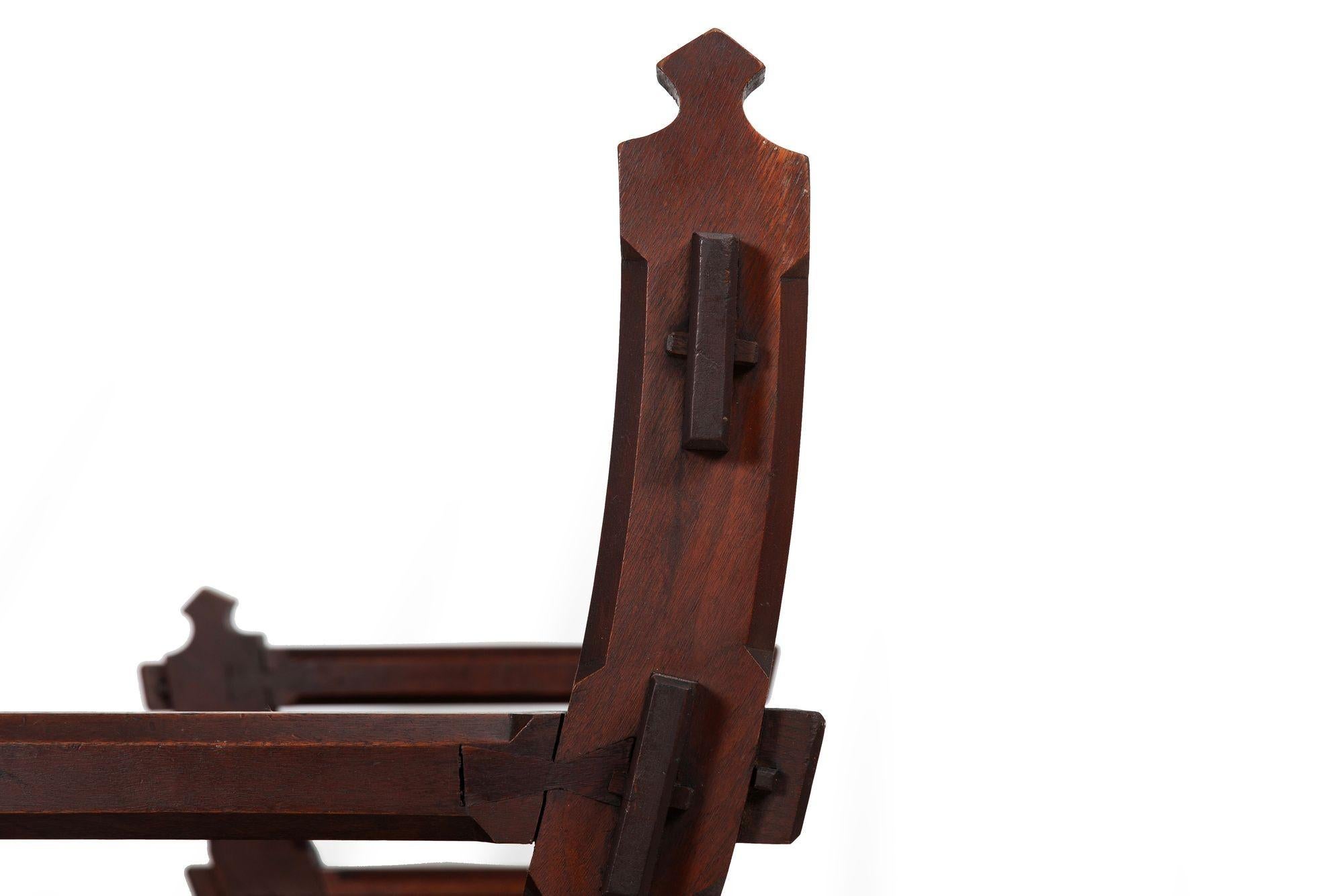 American Gothic Revival Walnut Hall Bench Settle ca. 1890 For Sale 1