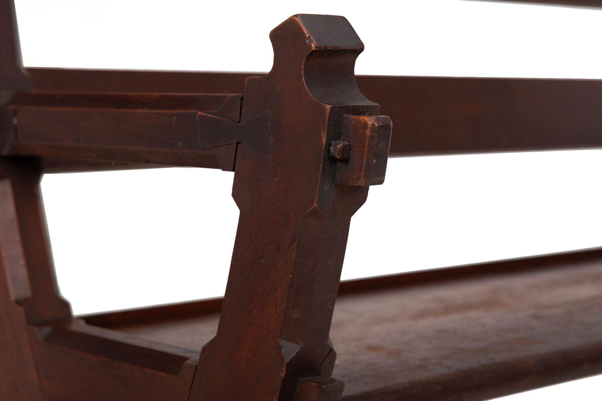 American Gothic Revival Walnut Hall Bench Settle ca. 1890 For Sale 4