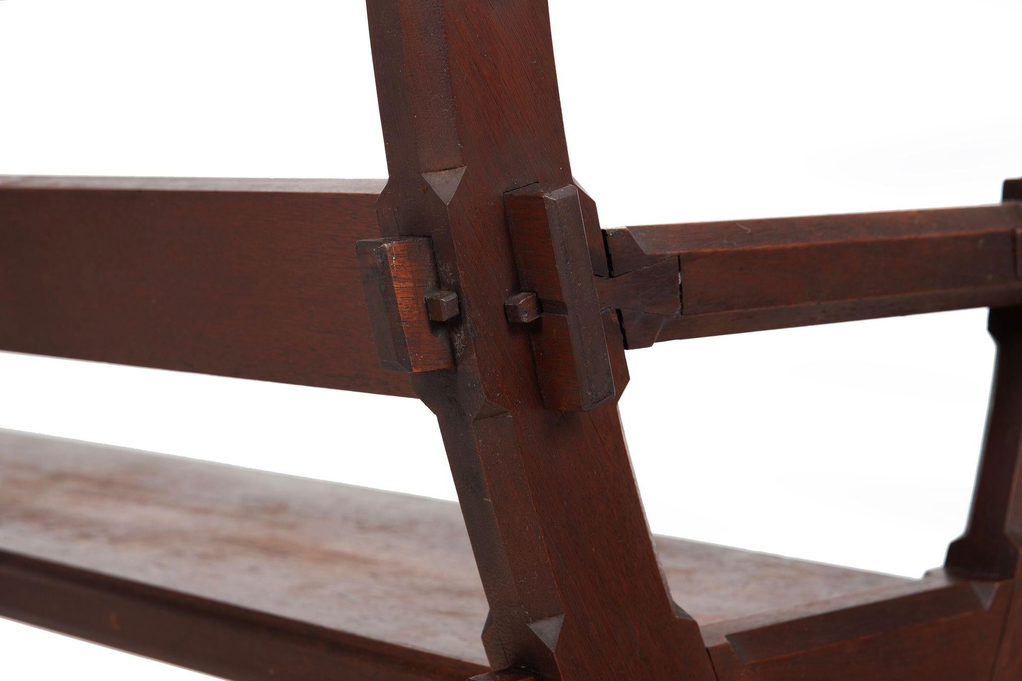American Gothic Revival Walnut Hall Bench Settle ca. 1890 For Sale 5