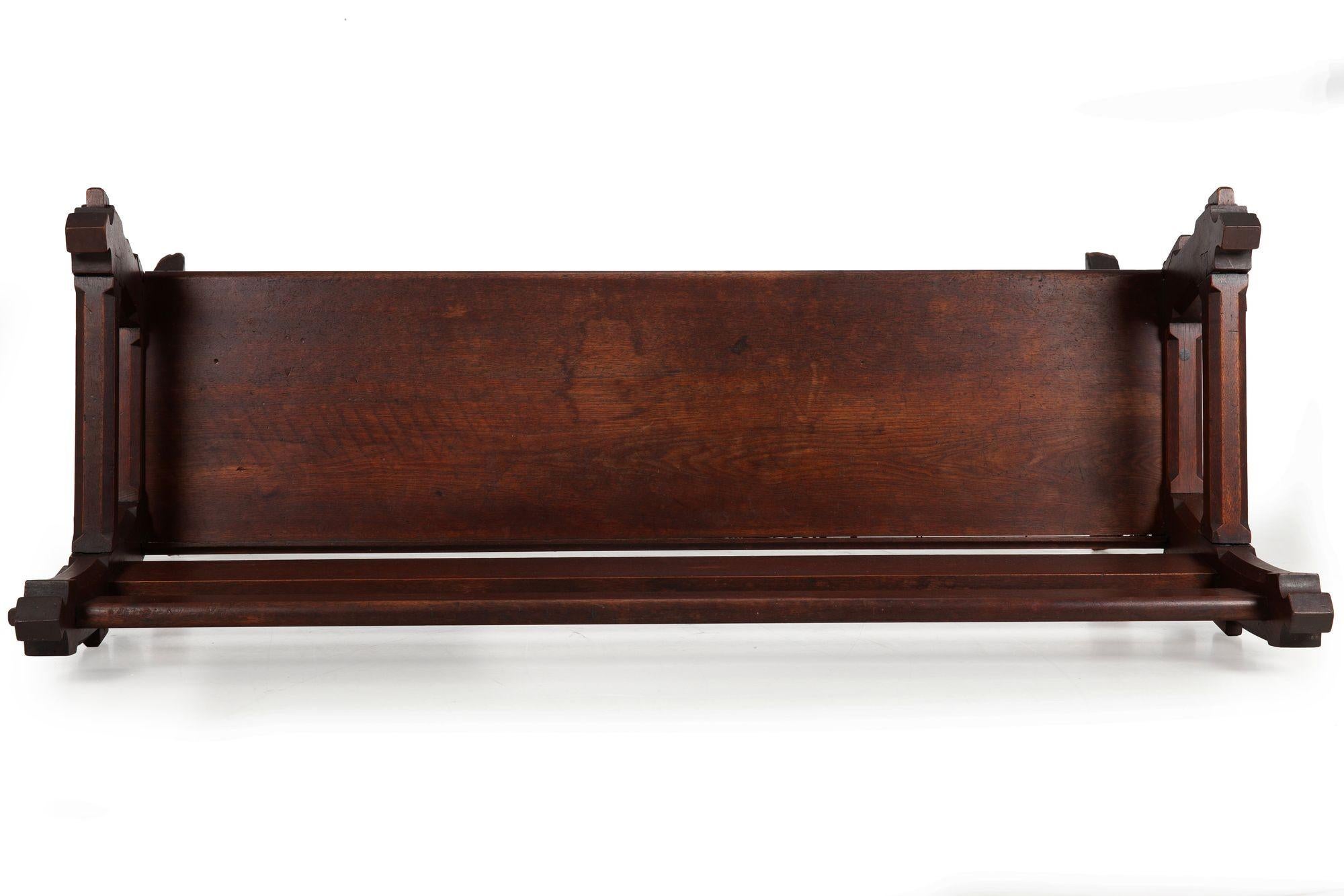 American Gothic Revival Walnut Hall Bench Settle ca. 1890 For Sale 6