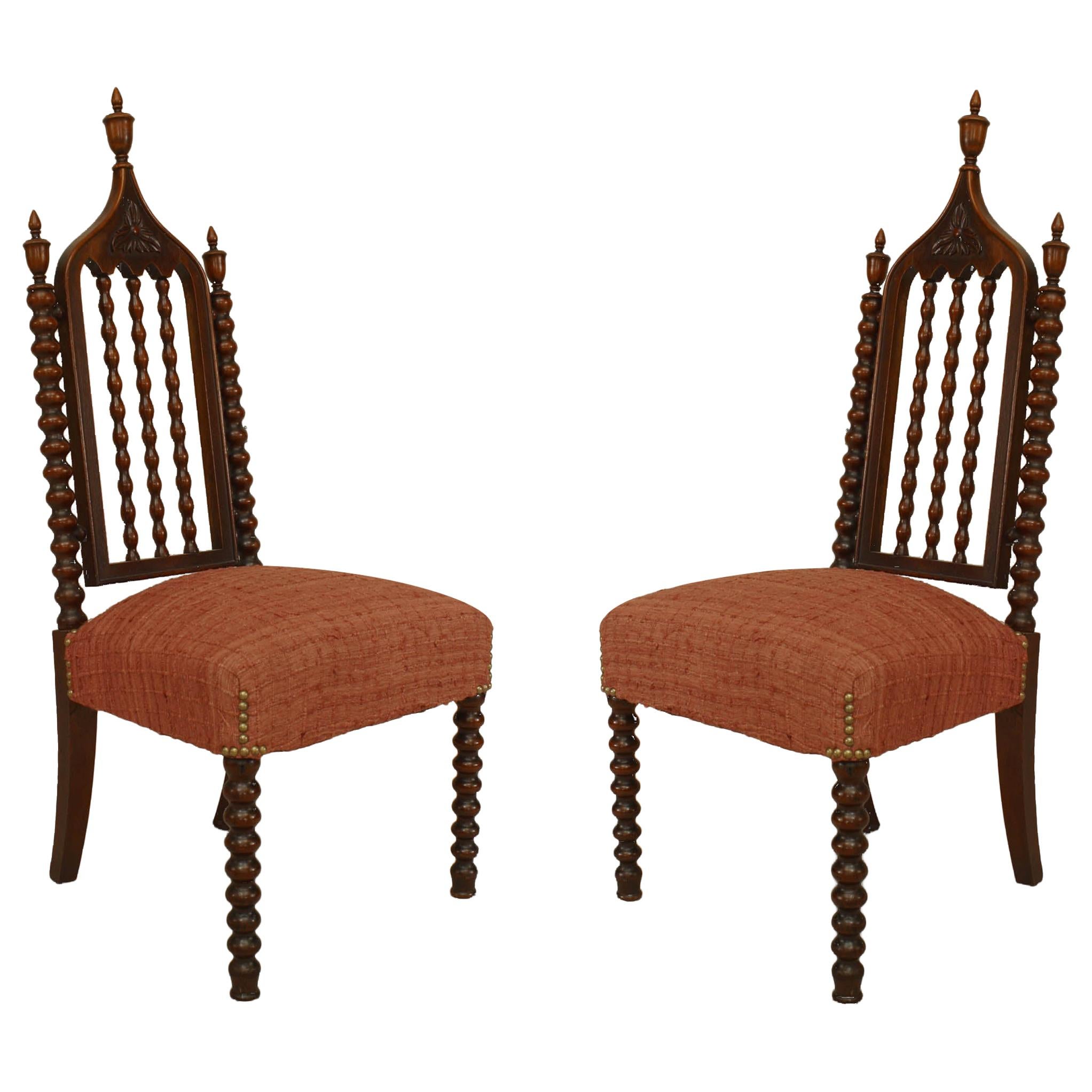 American Gothic Revival Mahogany Side Chairs