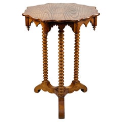 American Gothic Revival Pine Wood Plant Stand Table