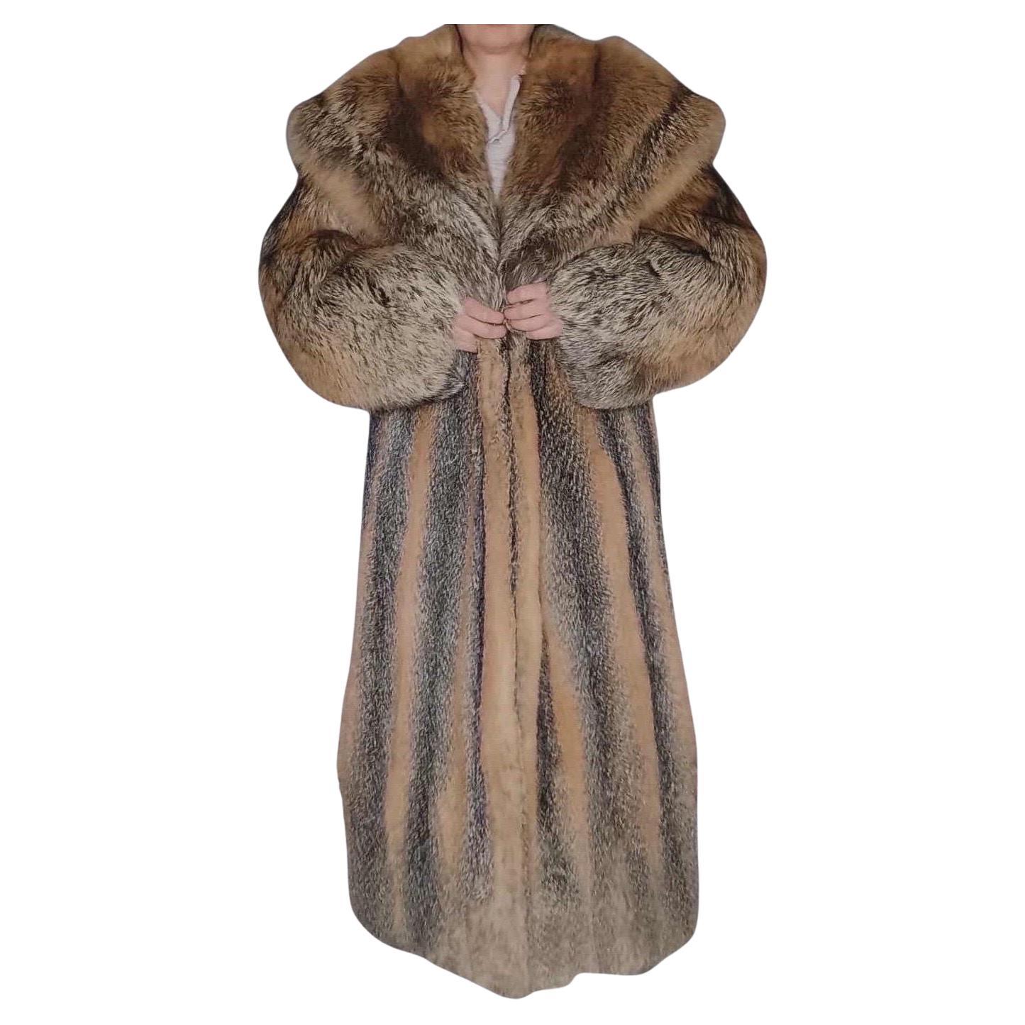 Brand new American gray fox fur coat size 14-18 L