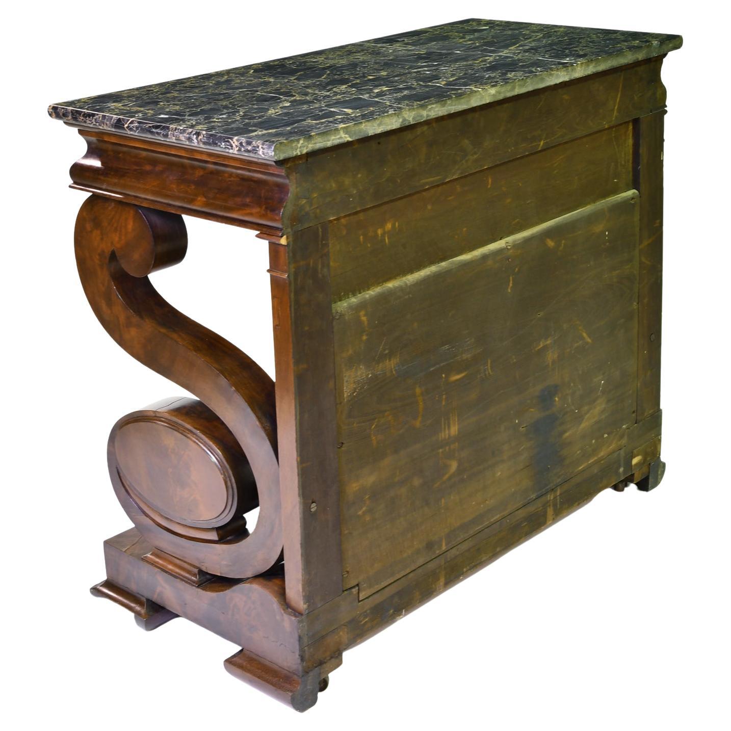American Grecian-Style Mahogany Pier Table w/ Nero Portoro Marble, Meeks & Sons For Sale 2