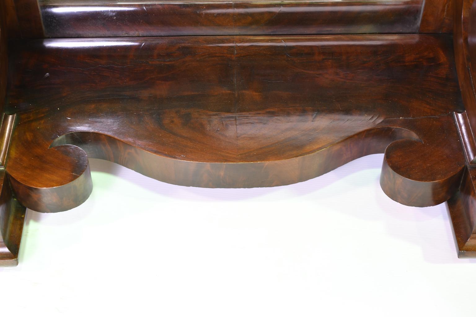 American Grecian-Style Mahogany Pier Table w/ Nero Portoro Marble, Meeks & Sons For Sale 6