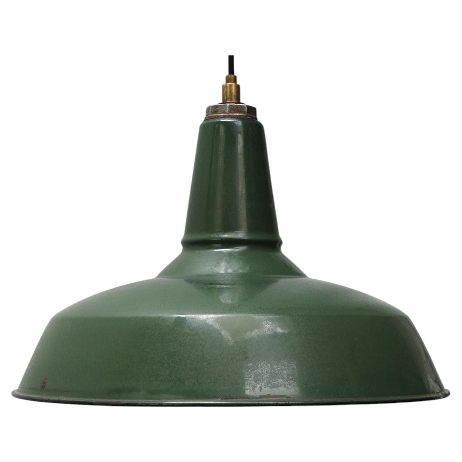 Lampada a sospensione industriale d'epoca con smalto verde americano di Benjamin