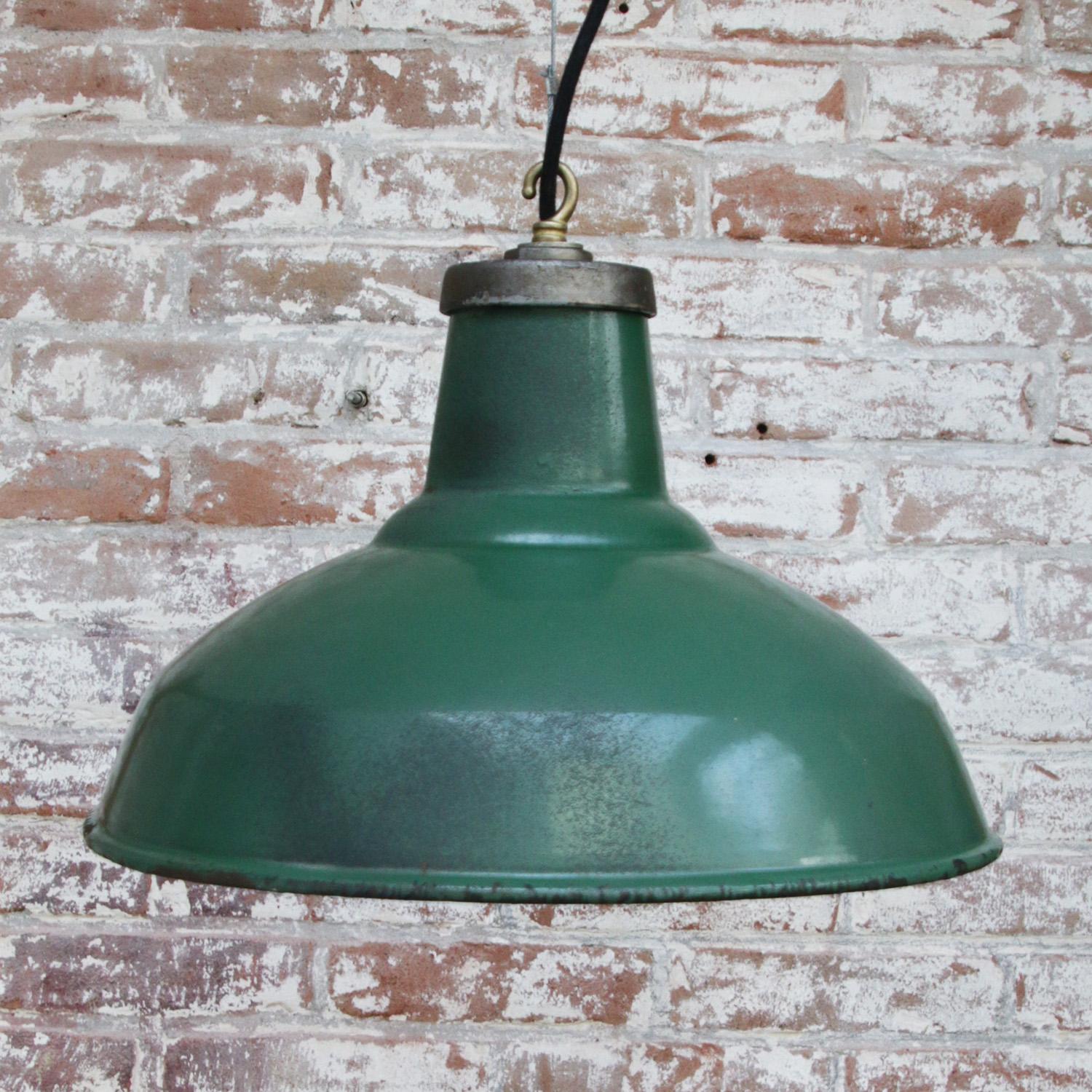 20th Century American Green Enamel Vintage Industrial Pendant Light
