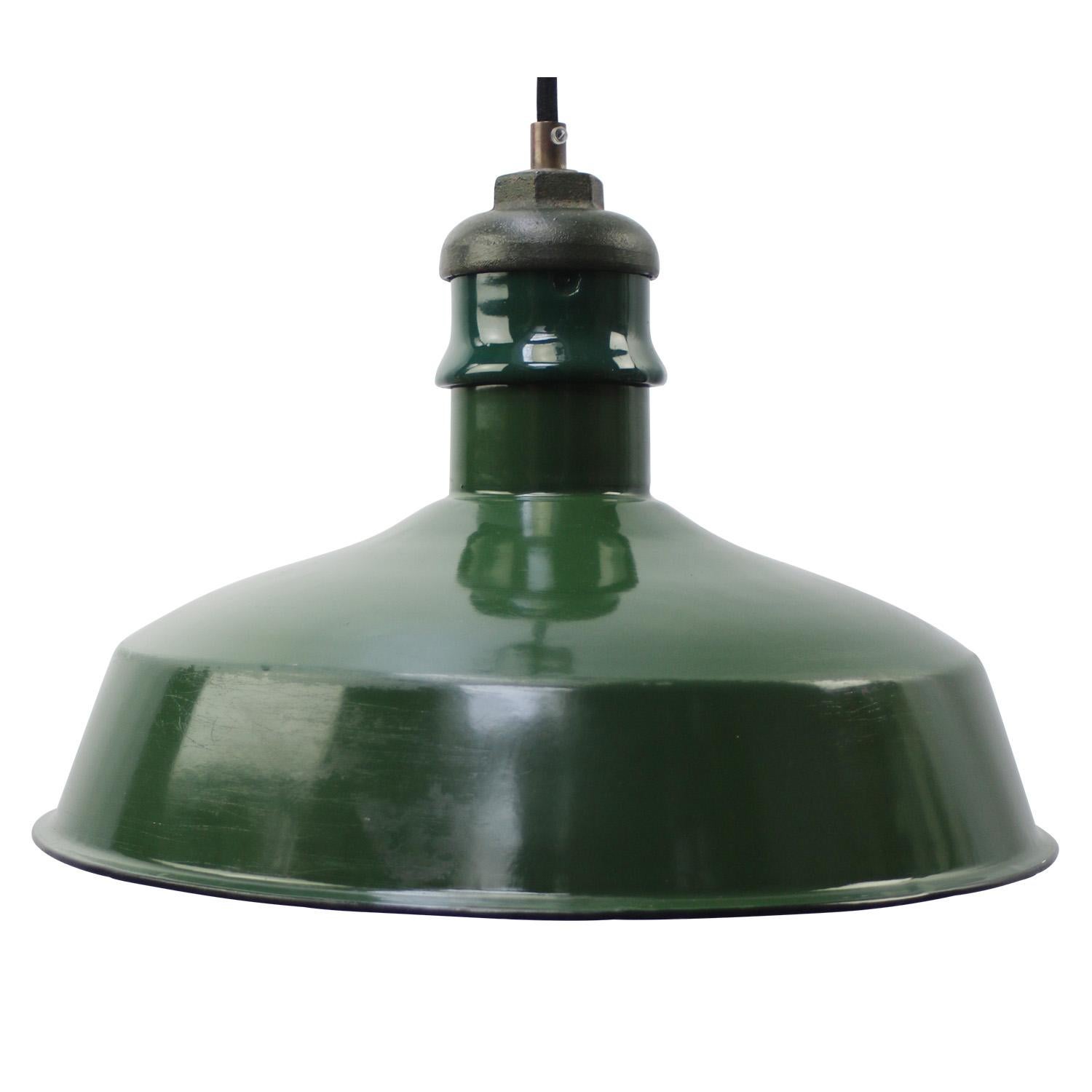 American Green Enamel Vintage Industrial Pendant Light For Sale