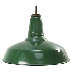 American Green Enamel Vintage Industrial Pendant Lights by Benjamin